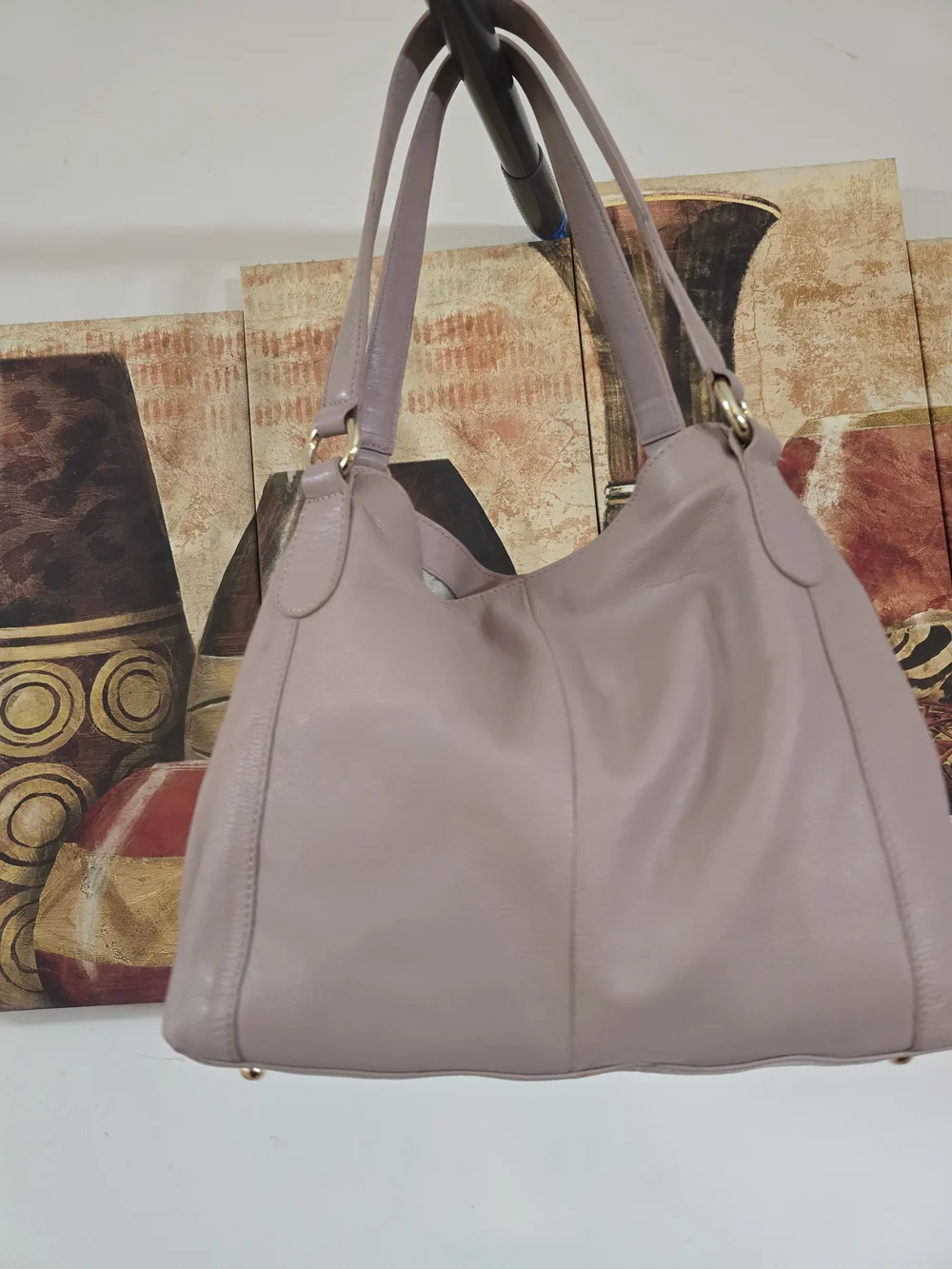 Paul Costelloe Mauve Pink Leather Hobo Bag